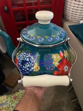 The Pioneer Woman Enamel on Steel 2 Qt Tea Kettle, Teal